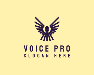 Announcer - Podcast Microphone Wings logo design