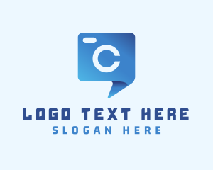 Speech Bubble - Blue Camera Letter C logo design