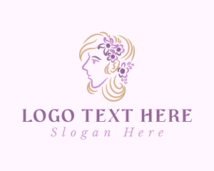 Hairstyle - Florist Hair Woman logo design