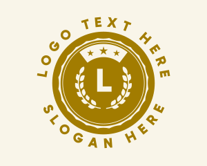Badge - Golden Laurel Star logo design