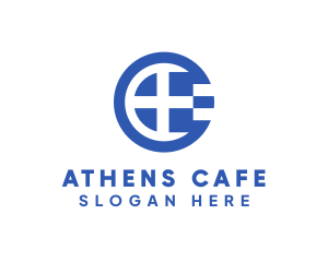 Athens - Round Greece Flag Letter E logo design