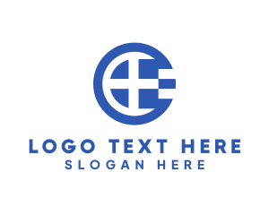 Round - Round Greece Flag Letter E logo design