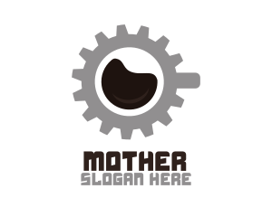 Caffeine - Coffee Cup Cogwheel logo design