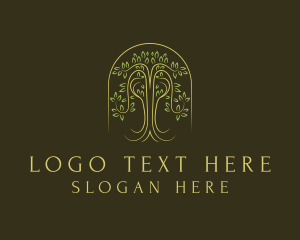 Herbal - Gold Nature Tree logo design