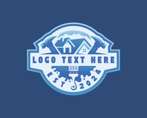 Repair - Paintbrush Hammer Carpentry logo design