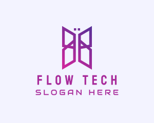 Gradient Tech Butterfly logo design