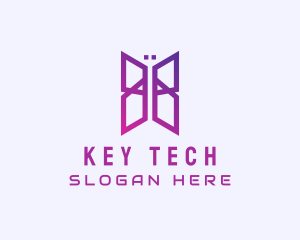 Gradient Tech Butterfly logo design