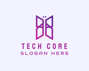 Gradient Tech Butterfly logo design