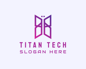 Gradient Tech Butterfly logo design