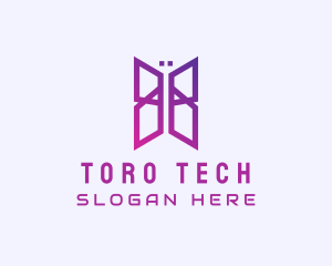 Gradient Tech Butterfly logo design