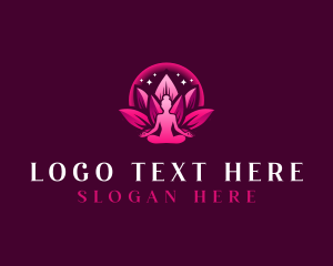 Stretch - Feminine Lotus Yoga logo design