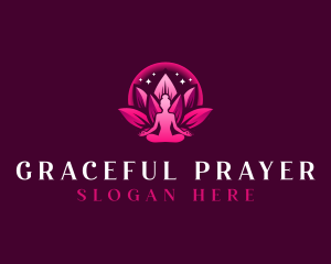 Praying - Feminine Lotus Yoga logo design