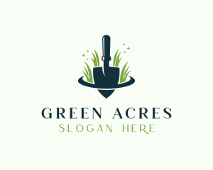 Grass - Shovel Grass Gardening logo design
