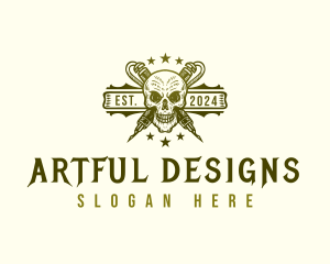 Skull Tattoo Machine logo design