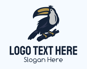 Flying Animal - Tree Branch Toco Toucan logo design