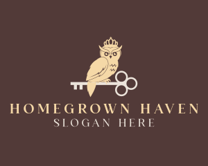 Key - Crown Owl Key logo design