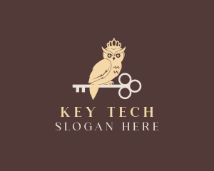 Crown Owl Key logo design