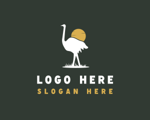 Snow Leopard - Ostrich Bird Safari logo design