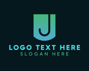 Alphabet - Gradient J Badge logo design