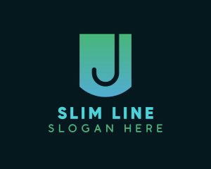 Thin - Gradient J Badge logo design