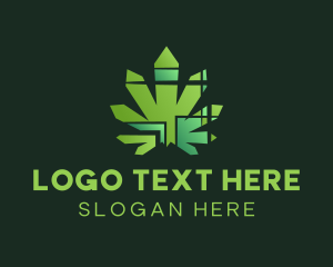 Biotech - Green Abstract Marijuana logo design