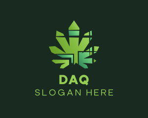 Natural - Green Abstract Marijuana logo design