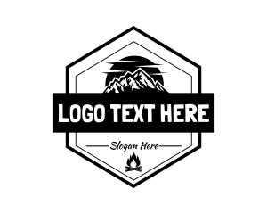 Hexagon - Mountain Outdoor Camp logo design