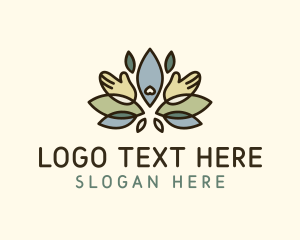 Reflexology - Lotus Hand Lineart logo design