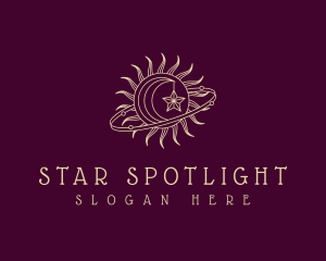 Moon Sun Star Astronomy logo design