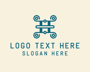 Swirly - Fancy Pillar Letter H logo design