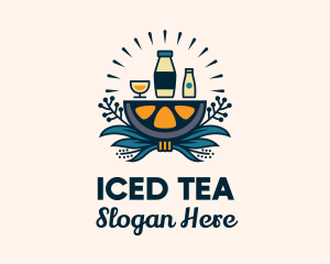 Lemon Kombucha Drinks logo design