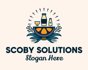 Scoby - Lemon Kombucha Drinks logo design