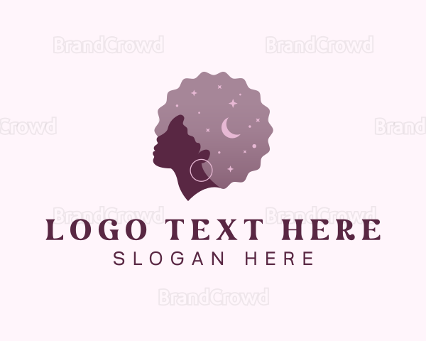 Purple Woman Afro Logo