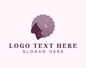 Hairstyle - Purple Woman Afro logo design