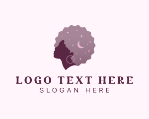 Stars - Purple Woman Afro logo design