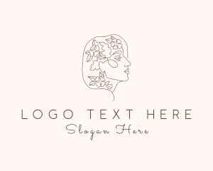 Girl - Botanical Lady Face logo design