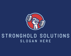 Dumbbell Hand Gym logo design