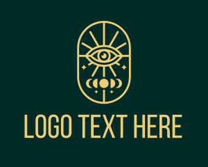 Fortune Teller - Gold Lunar Eye Line logo design