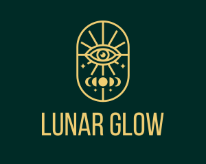 Gold Lunar Eye Line logo design