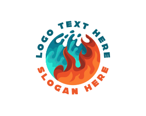 Blue Flame - Water Fire Thermal Fuel logo design