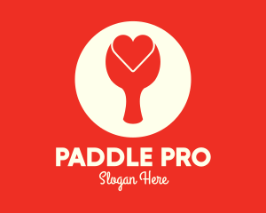 Red Table Tennis Paddle Heart logo design