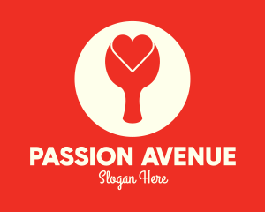 Passion - Red Table Tennis Paddle Heart logo design