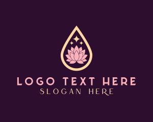 Botanical - Lotus Flower Droplet logo design