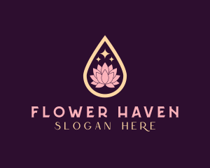 Lotus Flower Droplet logo design