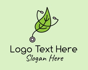 Checkup - Medical Leaf Stethoscope logo design