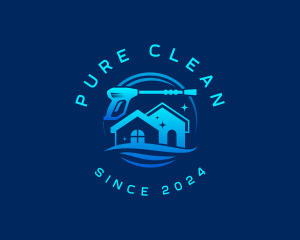 Pressure Washer Clean Sanitize logo design