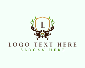 Antelope - Deer Antler Shield logo design