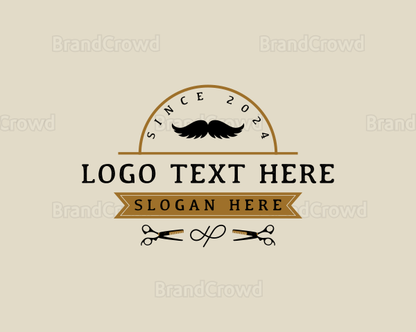 Grooming Scissors Moustache Logo