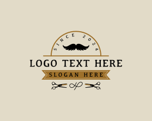 Banner - Grooming Scissors Moustache logo design