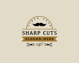 Scissors - Grooming Scissors Moustache logo design